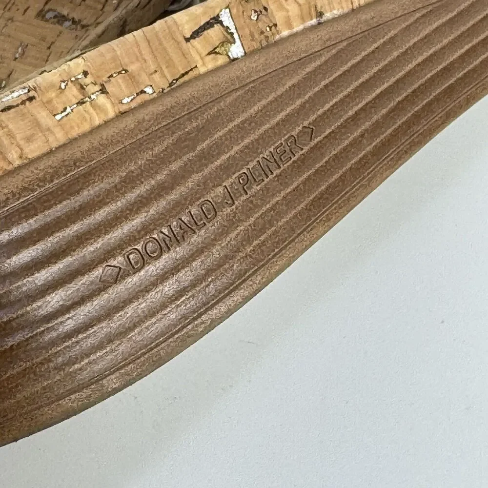 Donald Pliner Fiji Cork Wedge Platform Sandal Thong Slide Sz 9.5 Metallic Gray